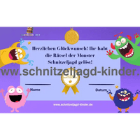 Monster Schnitzeljgad zum ausdrucken- Monster schatzsuche für kinder von 5-8 jahren - schnitzeljagd-kinder