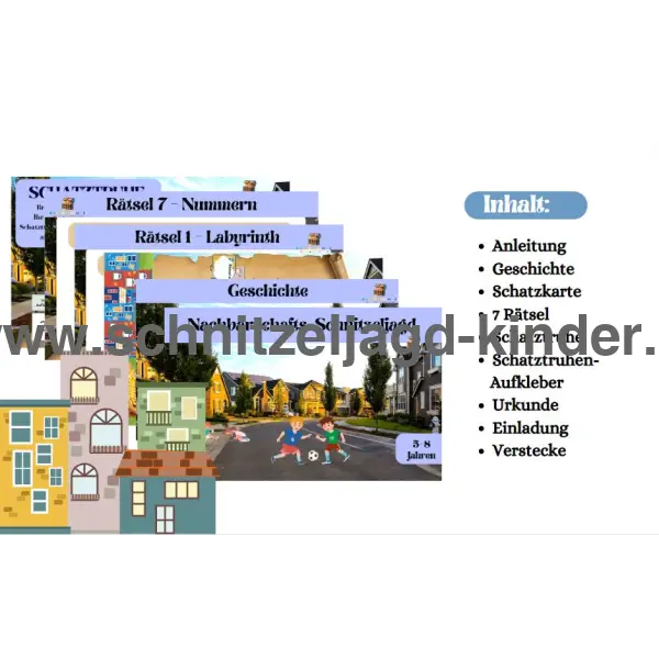 Nachbarschafts-Schatzsuche-Schnitzeljagd zum ausdrucken für Kinder im Alter von 5-8 Jahren-schnitzeljagd-kinder