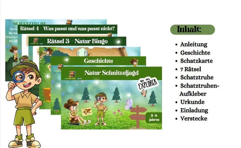 Natur-Wald Schatzsuche - Schnitzeljagd Zum Ausdrucken (PDF) Für 5-8 Jahre