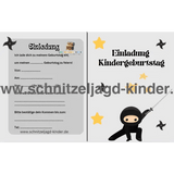 Ninja Einladungskarte Für Kindergeburtstag Vorlage zum ausdrucken - schnitzeljagd-kinder