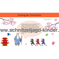 Ninja Schnitzeljagd in Japan-6-7 Jahren - schnitzeljagd aufgaben zum ausdrucken pdf - schnitzeljagd-kinder