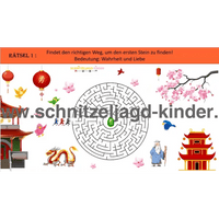 Ninja Schnitzeljagd in Japan-6-7 Jahren - schnitzeljagd aufgaben zum ausdrucken pdf - schnitzeljagd-kinder