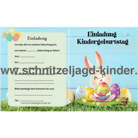 Oster Einladungskarte Für Kindergeburtstag Vorlage zum ausdrucken - schnitzeljagd-kinder