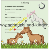 Pferde Einladungskarte kindergeburtstag vorlage - schnitzeljagd-kinder