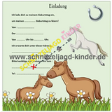 Pferde- Kindergeburtstag -Einladung- vorlage - schnitzeljagd-kinder