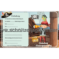 Piraten Abenteuer Einladungskarte Für Kindergeburtstag Vorlage zum Ausdrucken - schnitzeljagd-kinder