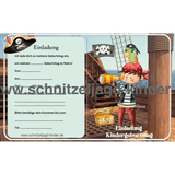 Piraten Abenteuer Einladungskarte Für Kindergeburtstag Vorlage zum Ausdrucken - schnitzeljagd-kinder