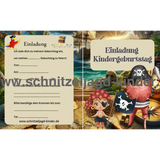 Piraten Einladungskarte Für Kindergeburtstag Vorlage zum ausdrucken - schnitzeljagd-kinder