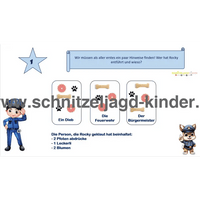 Polizei Schnitzeljagd - SCHATZSUCHE 4-5 JAHREN - SCHNITZELJAGD AUFGABEN ZUM AUSDRUCKEN PDF - schnitzeljagd-kinder