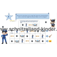 Polizei Schnitzeljagd - SCHATZSUCHE 6-7 JAHREN - SCHNITZELJAGD AUFGABEN ZUM AUSDRUCKEN PDF - schnitzeljagd-kinder