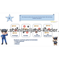 Polizei Schnitzeljagd - SCHATZSUCHE 8+ JAHREN - SCHNITZELJAGD AUFGABEN ZUM AUSDRUCKEN PDF - schnitzeljagd-kinder