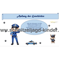 Polizei Schnitzeljagd - SCHATZSUCHE 8+ JAHREN - SCHNITZELJAGD AUFGABEN ZUM AUSDRUCKEN PDF - schnitzeljagd-kinder