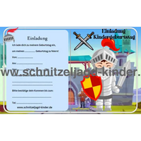 Ritter Einladungskarte Für Kindergeburtstag Vorlage zum ausdrucken - schnitzeljagd-kinder