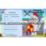 Ritter Einladungskarte Für Kindergeburtstag Vorlage zum ausdrucken - schnitzeljagd-kinder