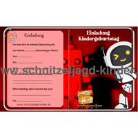 Roboter Einladungskarte Für Kindergeburtstag Vorlage zum ausdrucken - schnitzeljagd-kinder