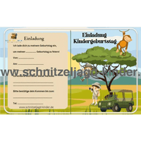 Safari Einladungskarte Für Kindergeburtstag Vorlage zum ausdrucken - schnitzeljagd-kinder