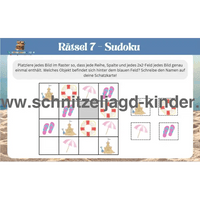 Schnitzeljagd am Strand zum Ausdrucken - schnitzeljagd-kinder