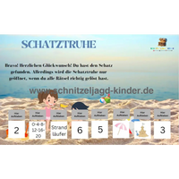 Schnitzeljagd am Strand zum Ausdrucken