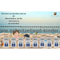 Schnitzeljagd am Strand zum Ausdrucken - schnitzeljagd-kinder