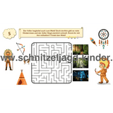 SCHNITZELJAGD Indianer -das verlauren element: 4-5 JAHREN - schnitzeljagd aufgaben zum ausdrucken pdf - schnitzeljagd-kinder