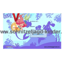 SCHNITZELJAGD MEERJUNGFRAU : DAS KÖNIGREICH DER MEERJUNGFRAUEN - MEERJUNGFRAU KINDERGEBURTSTAG-4-5 JAHREN - schnitzeljagd-kinder