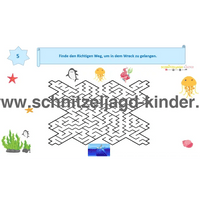 SCHNITZELJAGD MEERJUNGFRAU : DAS KÖNIGREICH DER MEERJUNGFRAUEN - MEERJUNGFRAU KINDERGEBURTSTAG-4-5 JAHREN - schnitzeljagd-kinder
