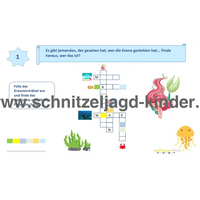 SCHNITZELJAGD MEERJUNGFRAU : Das Königreich der Meerjungfrauen - meerjungfrau kindergeburtstag-6-7 Jahren - schnitzeljagd aufgaben zum ausdrucken pdf - schnitzeljagd-kinder