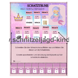 SCHNITZELJAGD MEERJUNGFRAU : Das Königreich der Meerjungfrauen - meerjungfrau kindergeburtstag-6-7 Jahren - schnitzeljagd aufgaben zum ausdrucken pdf - schnitzeljagd-kinder