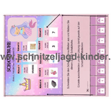 SCHNITZELJAGD MEERJUNGFRAU : DAS KÖNIGREICH DER MEERJUNGFRAUEN - MEERJUNGFRAU KINDERGEBURTSTAG-8-9 JAHREN - SCHNITZELJAGD AUFGABEN ZUM AUSDRUCKEN PDF - schnitzeljagd-kinder
