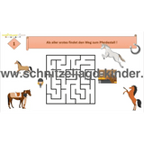 SCHNITZELJAGD PFERDESTALL - KINDERGEBURTSTAG PFERDE-4-5 JAHREN - SCHNITZELJAGD AUFGABEN ZUM AUSDRUCKEN PDF - schnitzeljagd-kinder