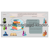 Schnitzeljagd Untersuchung in der Zaubererschule-6-7 JAHREN - SCHNITZELJAGD AUFGABEN ZUM AUSDRUCKEN PDF - schnitzeljagd-kinder