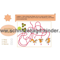 Wald -Schnitzeljagd -6-7 -JAHREN - SCHNITZELJAGD -AUFGABEN- ZUM- AUSDRUCKEN- PDF-schnitzeljagd-kinder