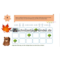 Wald -Schnitzeljagd -6-7 -JAHREN - SCHNITZELJAGD -AUFGABEN- ZUM- AUSDRUCKEN- PDF-schnitzeljagd-kinder