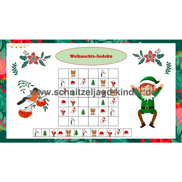 Weihnachts-Sudoku-schnitzeljagd-kinder