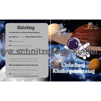Weltraum Einladungskarte Für Kindergeburtstag Vorlage zum ausdrucken - schnitzeljagd-kinder