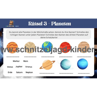 Weltraum- Schatzsuche-5-8 Jahren- Weltraum Schnitzeljagd Zum Ausdrucken - schnitzeljagd-kinder