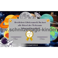 Weltraum- Schatzsuche-5-8 Jahren- Weltraum Schnitzeljagd Zum Ausdrucken - schnitzeljagd-kinder