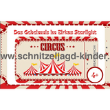 Zirkus-Schnitzeljagd für Kinder (4-5 Jahre)- SCHNITZELJAGD AUFGABEN ZUM AUSDRUCKEN PDF - schnitzeljagd-kinder