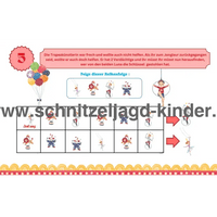 Zirkus-Schnitzeljagd für Kinder (6 Jahre)- SCHNITZELJAGD AUFGABEN ZUM AUSDRUCKEN PDF - schnitzeljagd-kinder