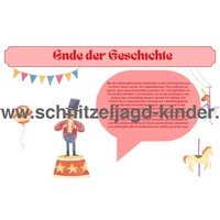 Zirkus-Schnitzeljagd für Kinder (6 Jahre)- SCHNITZELJAGD AUFGABEN ZUM AUSDRUCKEN PDF - schnitzeljagd-kinder