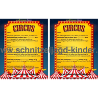 Zirkus-Schnitzeljagd für Kinder (6 Jahre)- SCHNITZELJAGD AUFGABEN ZUM AUSDRUCKEN PDF - schnitzeljagd-kinder