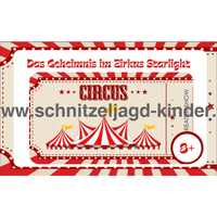 Zirkus-Schnitzeljagd für Kinder (8 Jahre)- SCHNITZELJAGD AUFGABEN ZUM AUSDRUCKEN PDF - schnitzeljagd-kinder