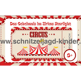 Zirkus-Schnitzeljagd für Kinder (8 Jahre)- SCHNITZELJAGD AUFGABEN ZUM AUSDRUCKEN PDF - schnitzeljagd-kinder